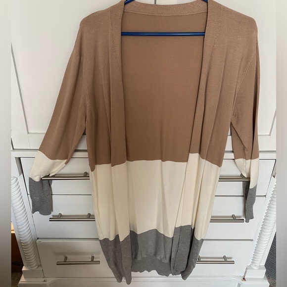 Long Color blocked Cardigan/Duster - Picture 2 of 3